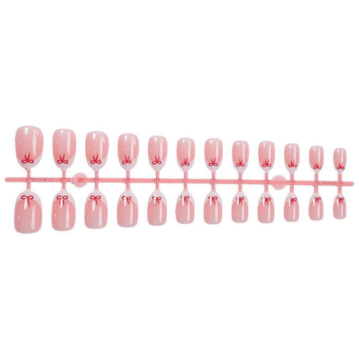 Elegant Artificial Nail Set with Delicate Bow Accents Stornfield