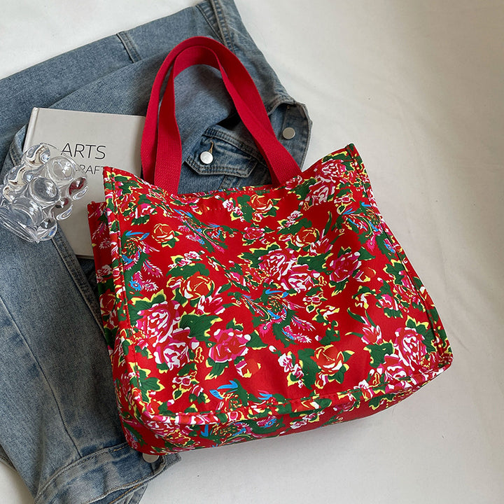 Floral Print Reusable Canvas Tote Bag