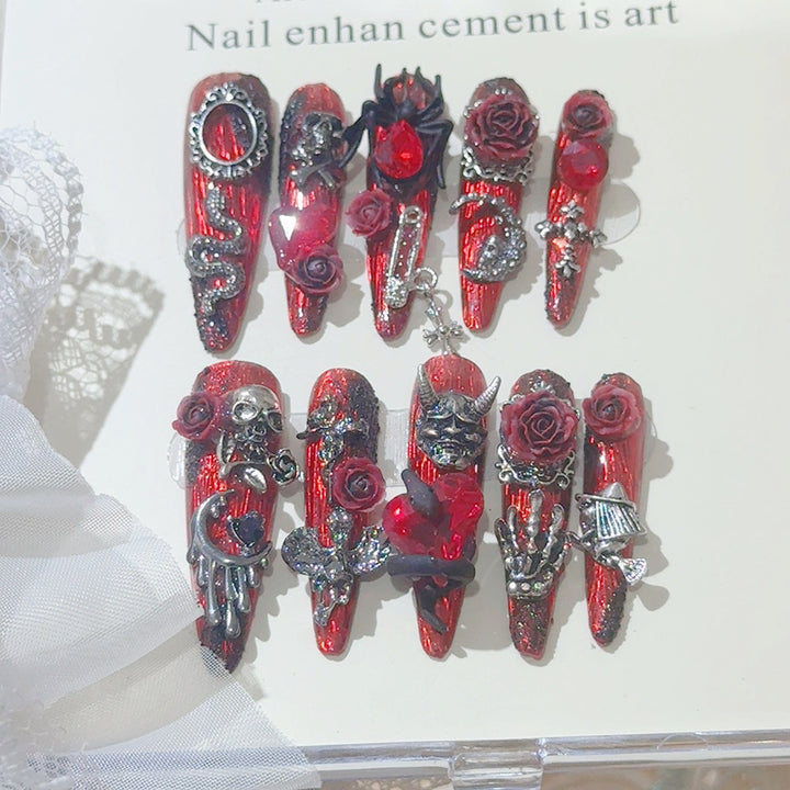 Gothic-Inspired 3D Nail Art Set
