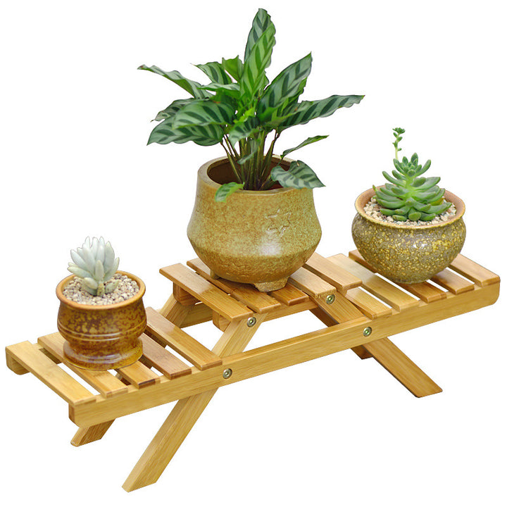 Flower rack made of durable bamboo with two levels Stornfield