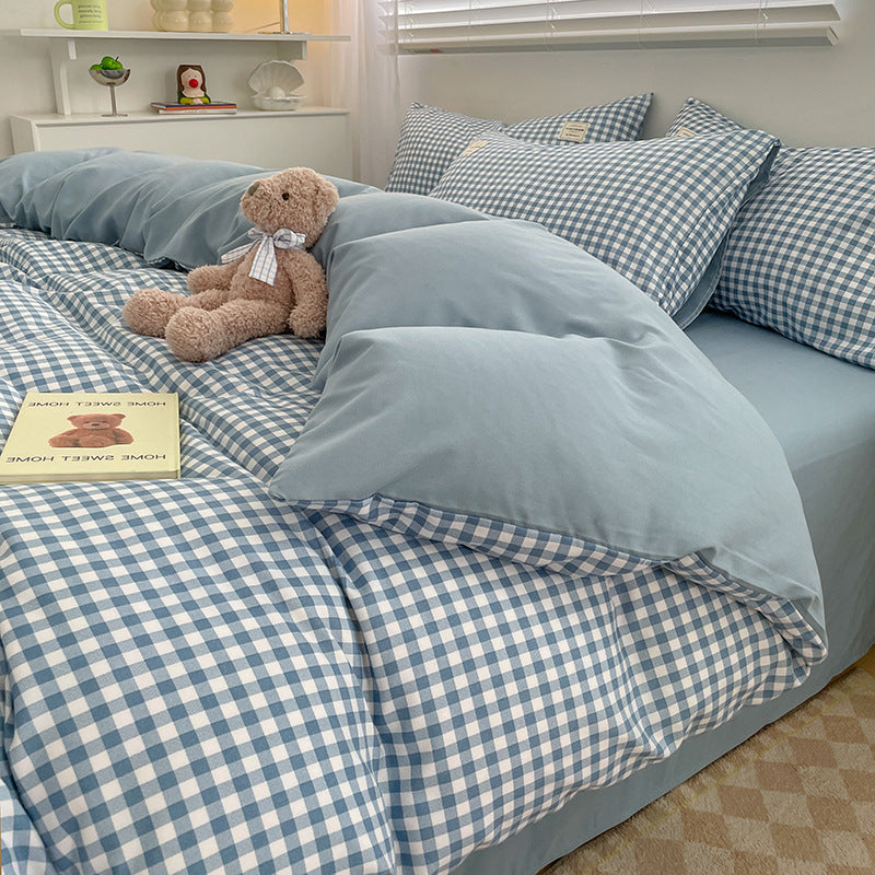 Checked Pattern Duvet Cover Set