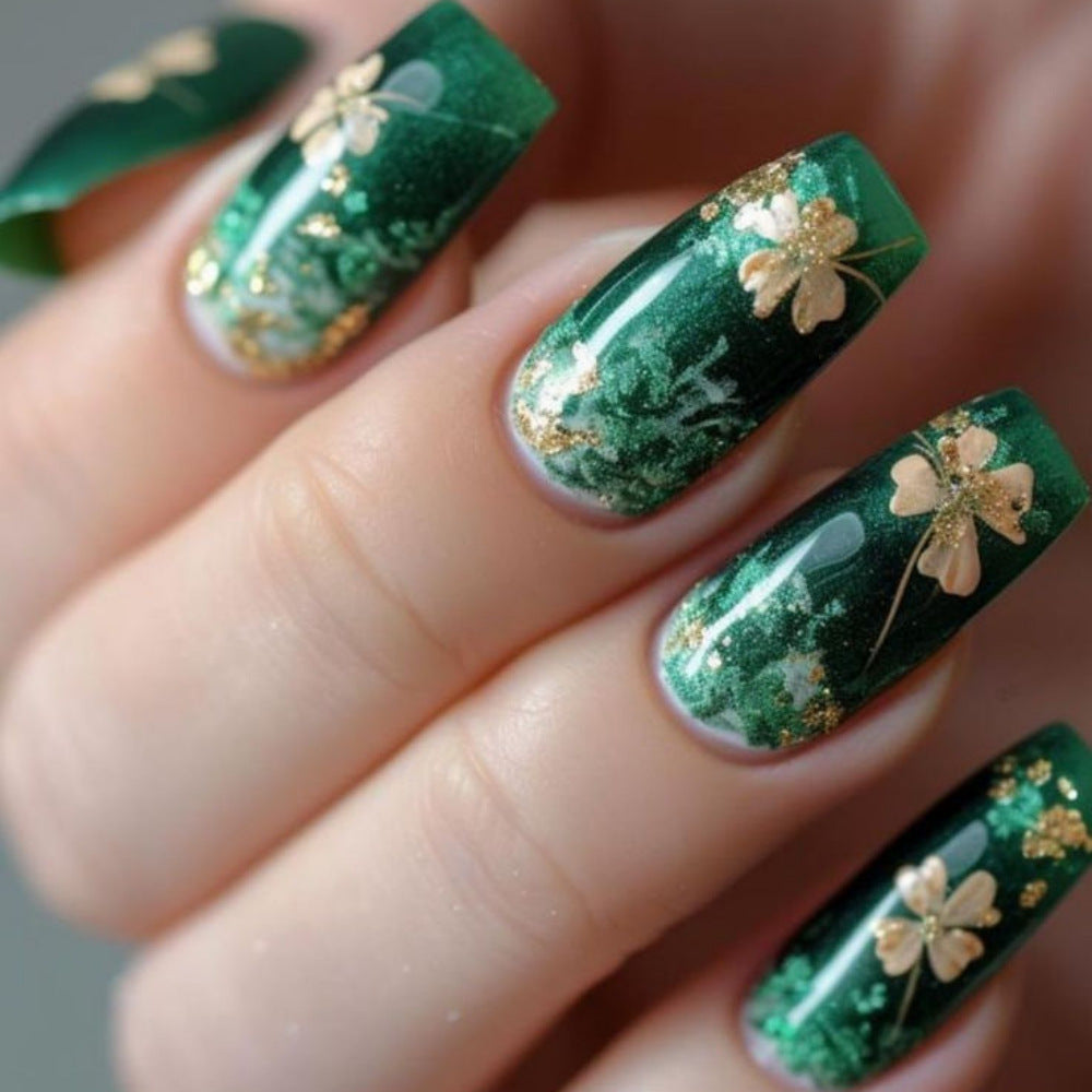 Botanical Design Acrylic Nails Stornfield