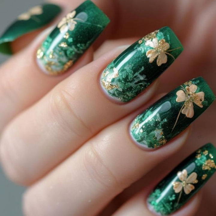 Botanical Design Acrylic Nails Stornfield