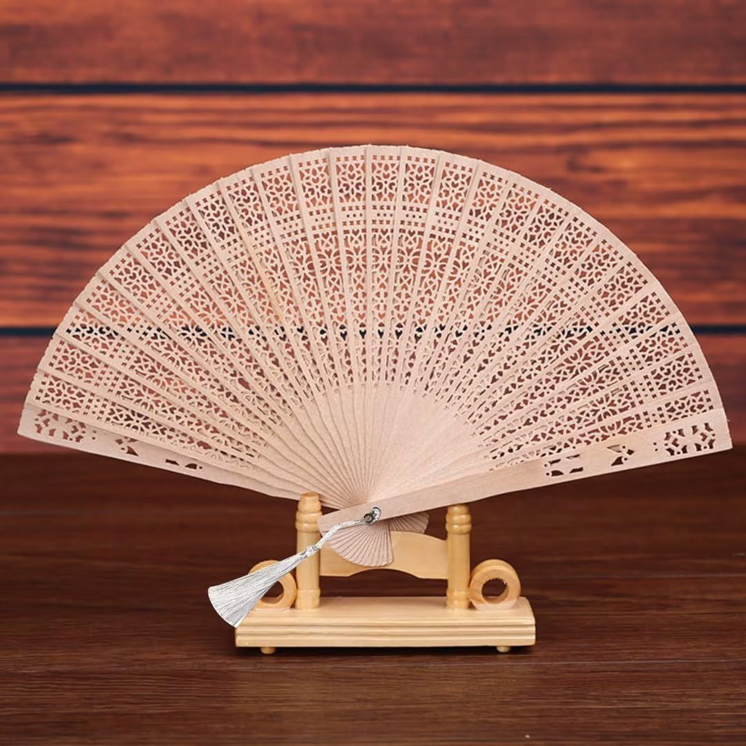Ladies decorative and high-quality hand fan made of filigree wood Stornfield