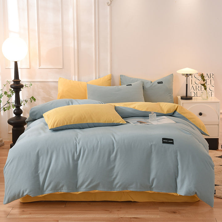 Breathable Reversible Cotton Duvet Cover Set with Pillowcases