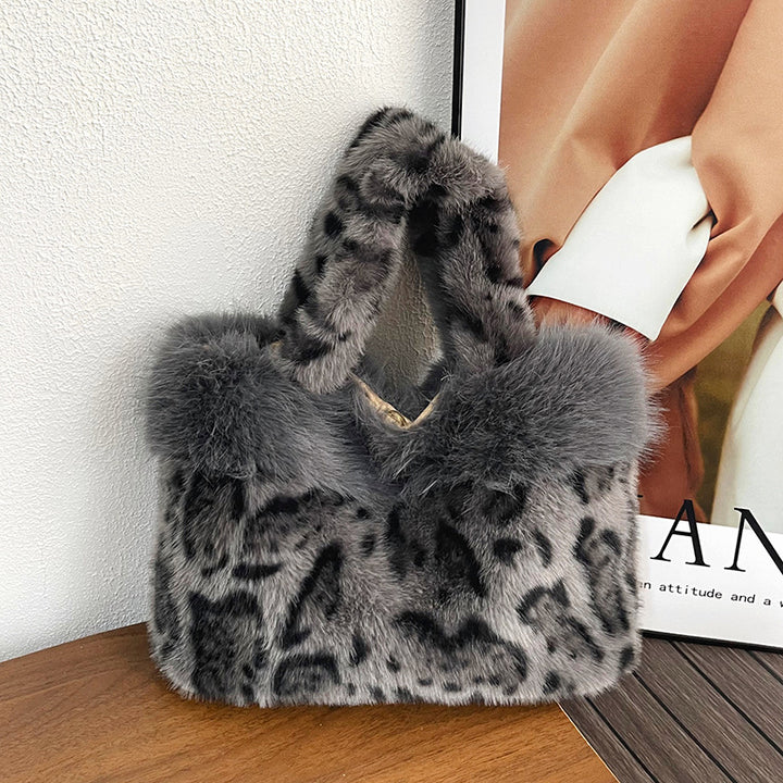 Luxe Faux Fur Leopard Print Handbag