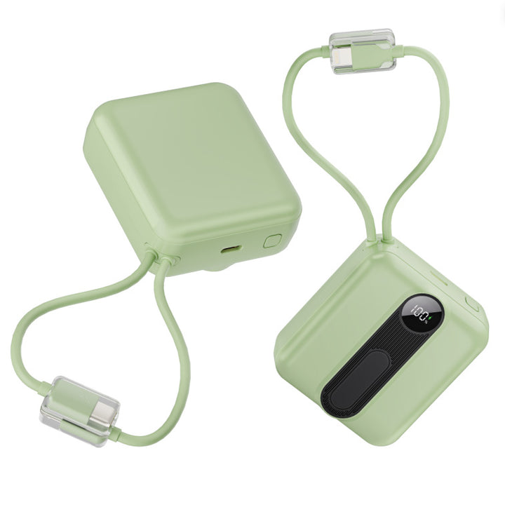 Portable power bank with integrated fast charging cables and digital charging status indicator Stornfield