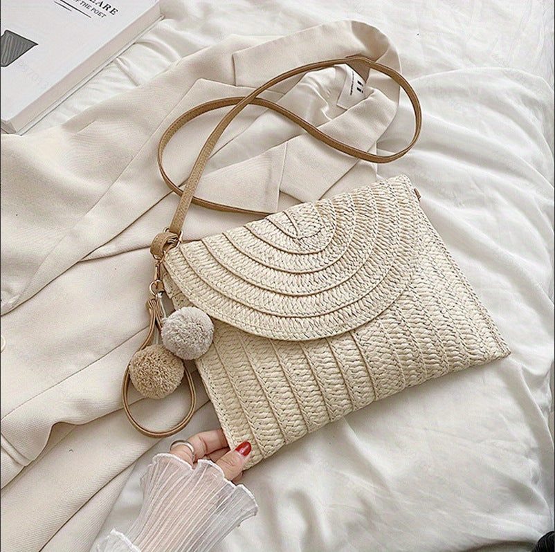 Handbag Made of High-Quality Woven Straw with Elegant Flap Closure Stornfield