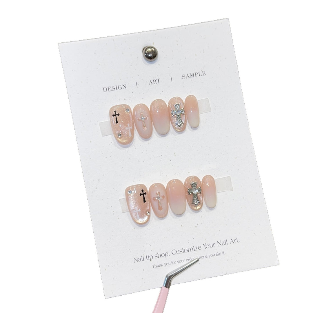Artificial nail tips with cross design Stornfield