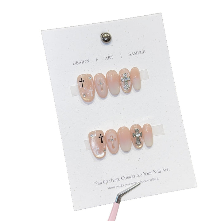Artificial nail tips with cross design Stornfield
