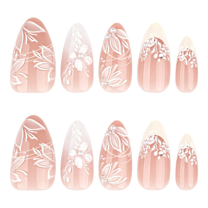 Premium Nail Art with Floral Design and Glittering Accents Stornfield