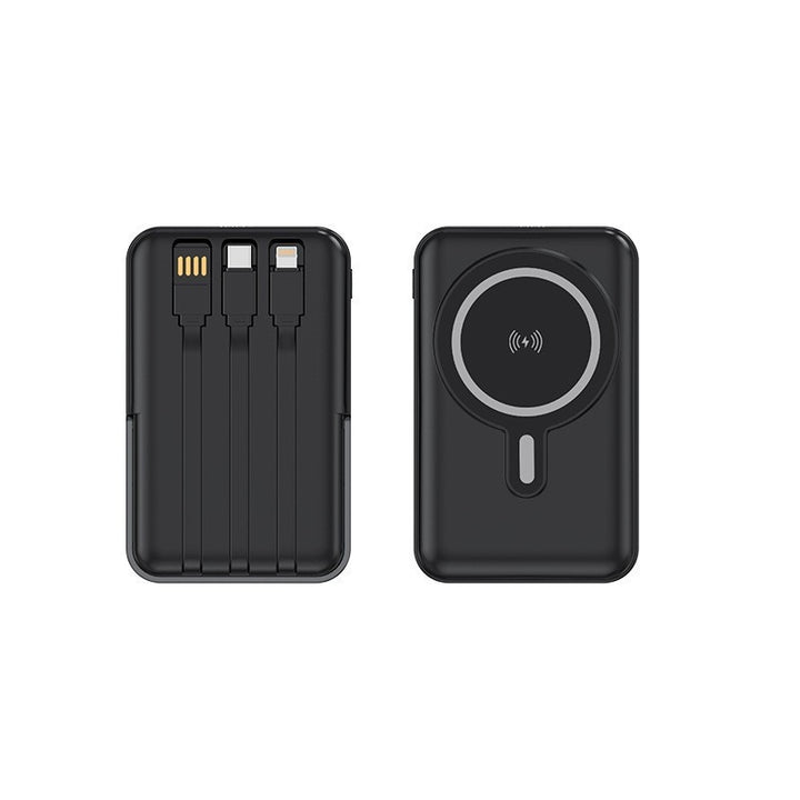 Portable power bank with integrated charging cable and wireless charging function Stornfield