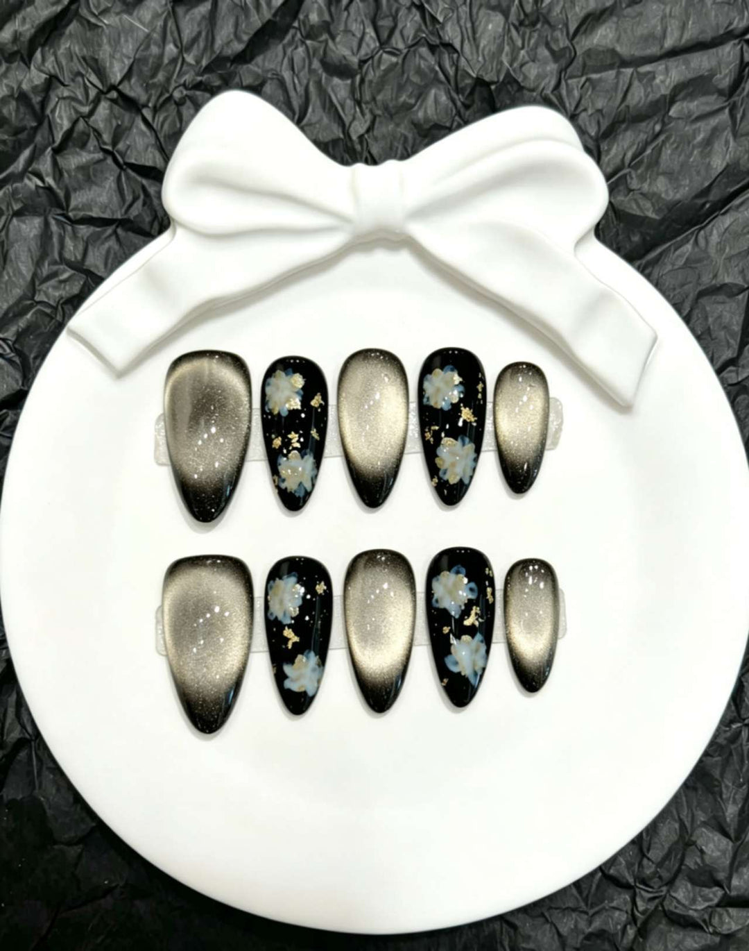 Decorative Press-On Nail Art Set with Floral and Whimsical Designs