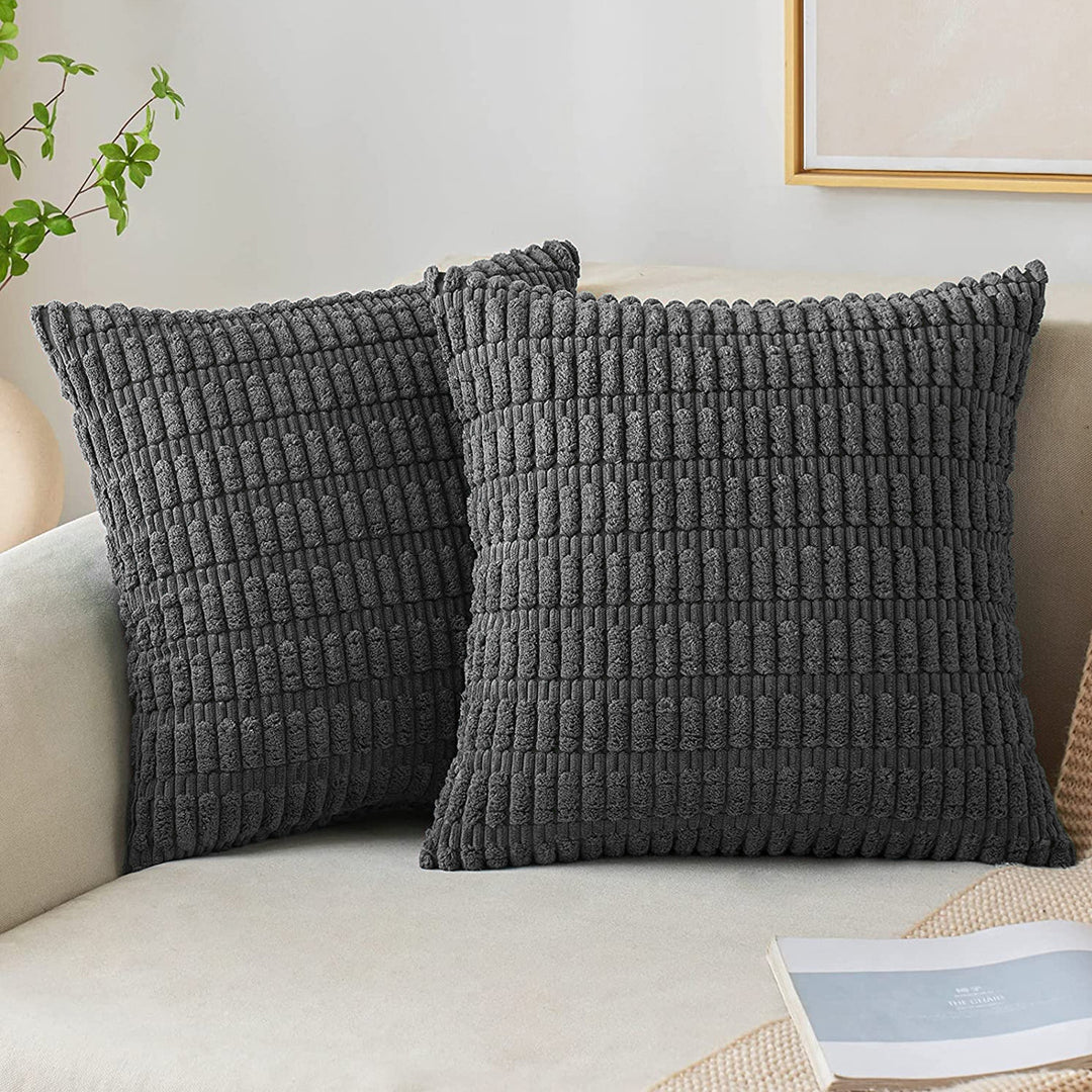 Textured Chenille Square Throw Pillow Cover with Hidden Zipper