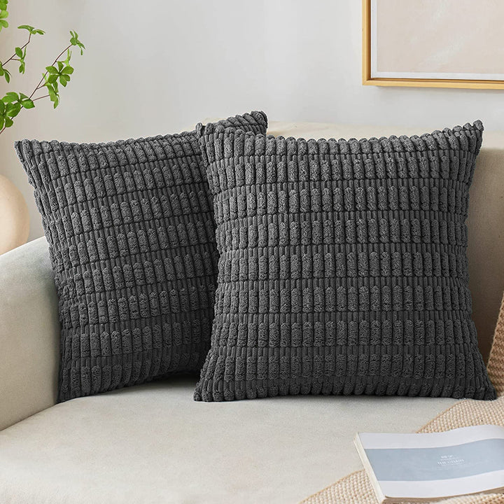 Textured Chenille Square Throw Pillow Cover with Hidden Zipper
