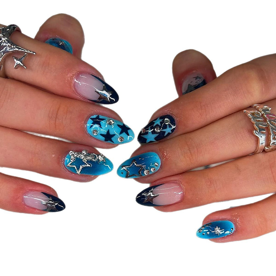 Artificial fingernails with Starlit design and glitter accents Stornfield