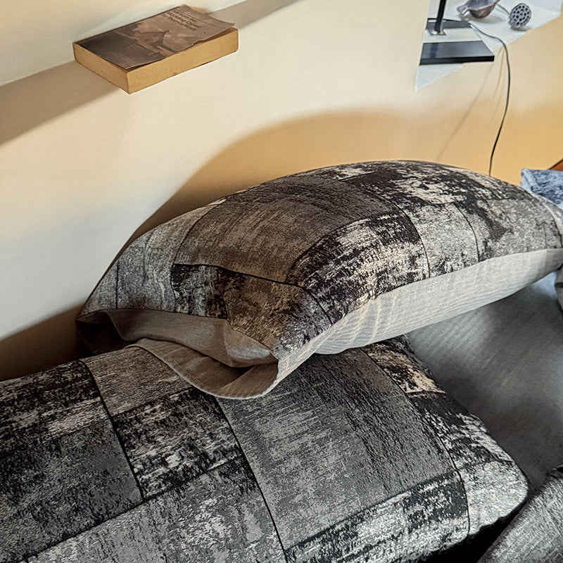Textured Patchwork Cotton-Blend Duvet Cover Set with Pillow Shams