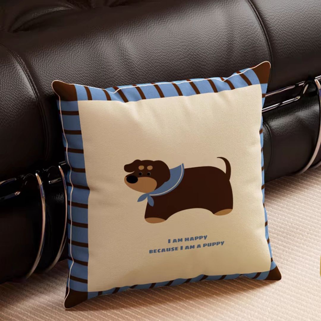 Cartoon Dog-Themed Decorative Throw Pillow