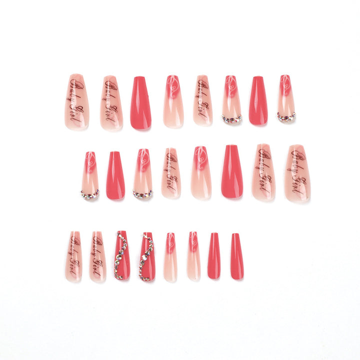Artificial nail art with luxurious rhinestone and flower decorations Stornfield