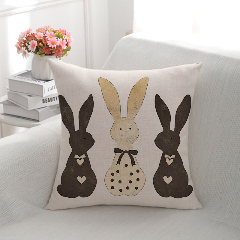 Artistic Bunny Print Throw Pillow