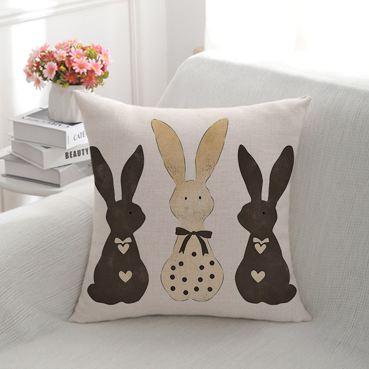 Artistic Bunny Print Throw Pillow