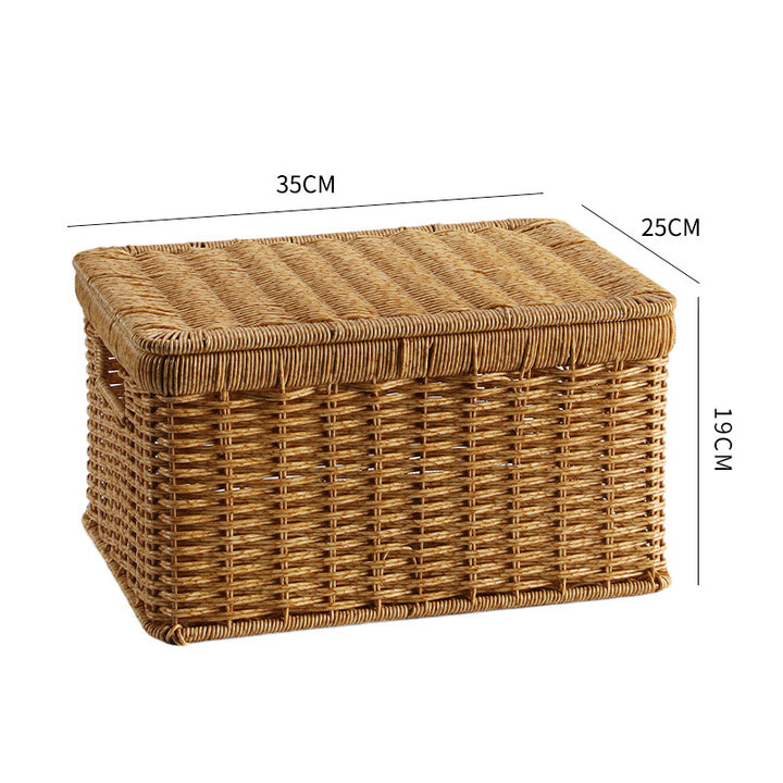 Unisex Rectangular Storage Basket with Decorative Lid Stornfield