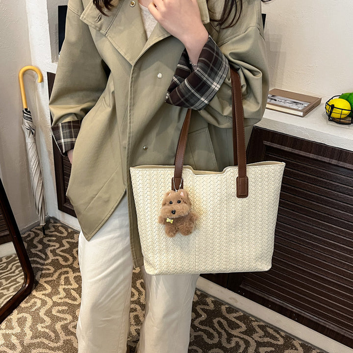 Woven Leather Shoulder Tote Bag Stornfield