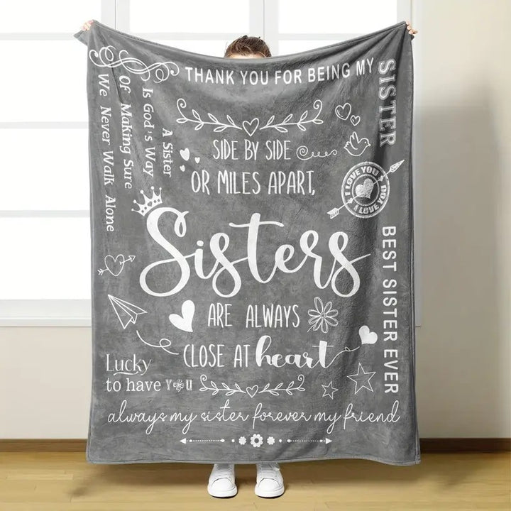 Inspirational Sister-Themed Fleece Blanket