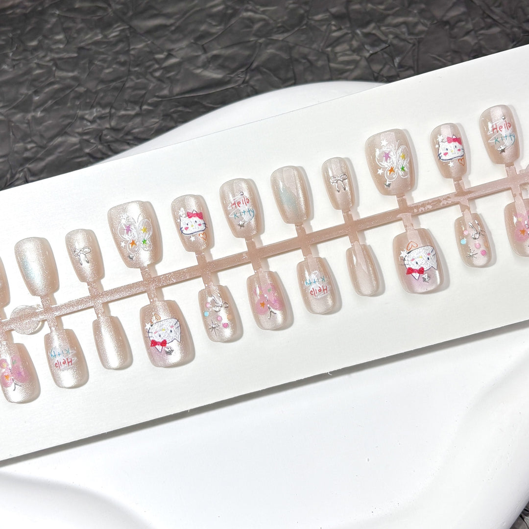 Whimsical Character-Themed Press-On Nail Art Set