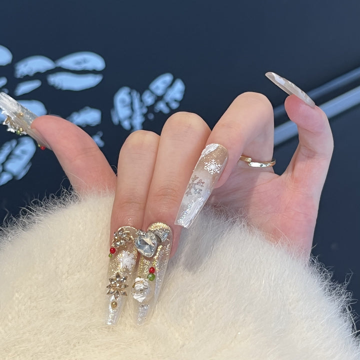 Festive Glamour Stiletto Press-On Nail Art Set Stornfield