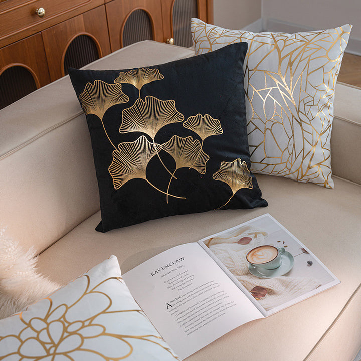 Geometric Foil-Pattern Decorative Throw Pillow Cover