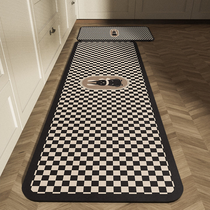 Classic Checkerboard Kitchen Runner Mat
