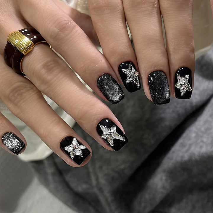 Glamorous Artificial Nail Tips with Rhinestone Details Stornfield