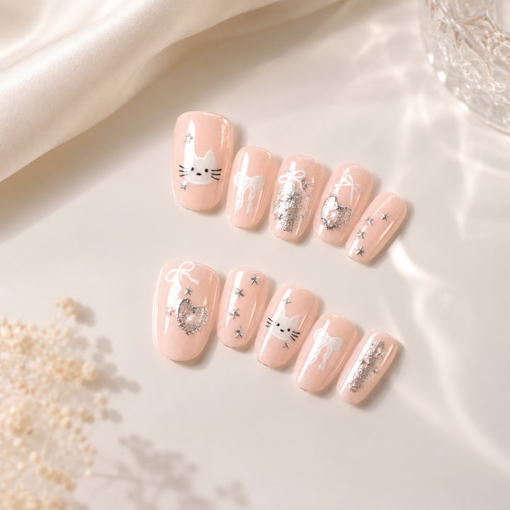 Thematic Cat Design Press-On Nails