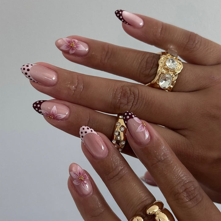 Artful Nail Extensions with Flower and Dot Design Stornfield