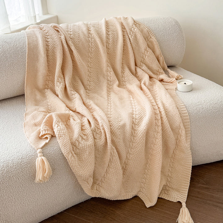 Cable Knit Decorative Throw Blanket