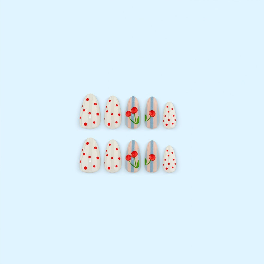 Artificial nails with fruity cherry design Stornfield