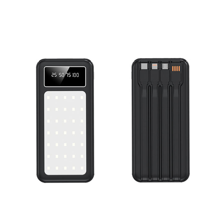 Portable power bank with digital power display and integrated cable system Stornfield