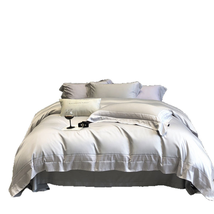 Luxury Satin Duvet Cover Set with Embroidered Border