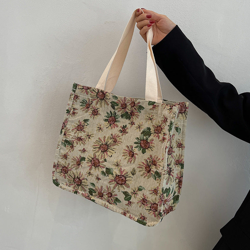 Floral Patterned Cotton Tote Bag