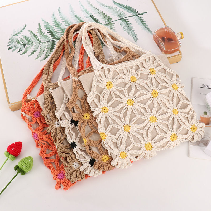 Handcrafted flower pattern shopper bag Stornfield
