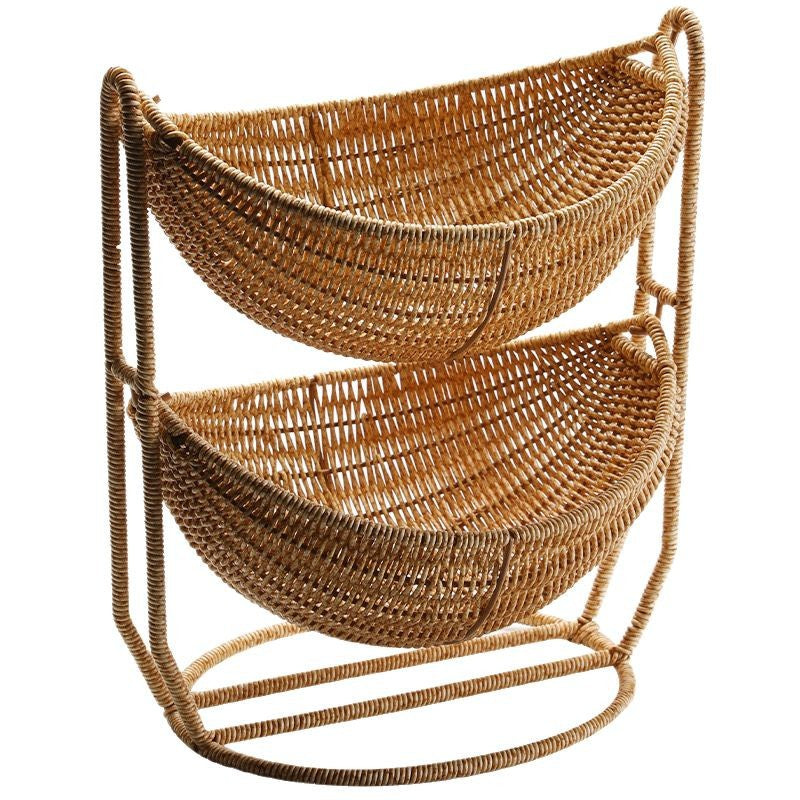 Women Two-Tier Rattan Basket Stornfield