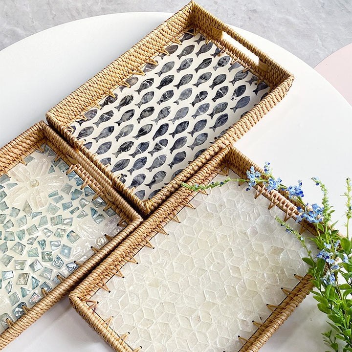 Women rectangular serving platter with handmade mosaic Stornfield