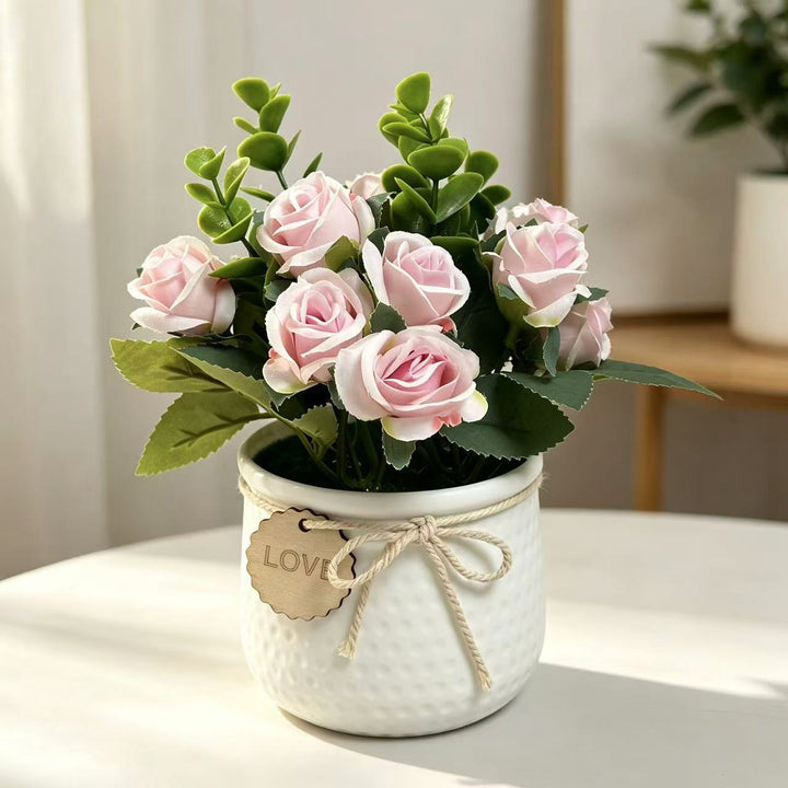 Lifelike Decorative Artificial Rose Plant Arrangement