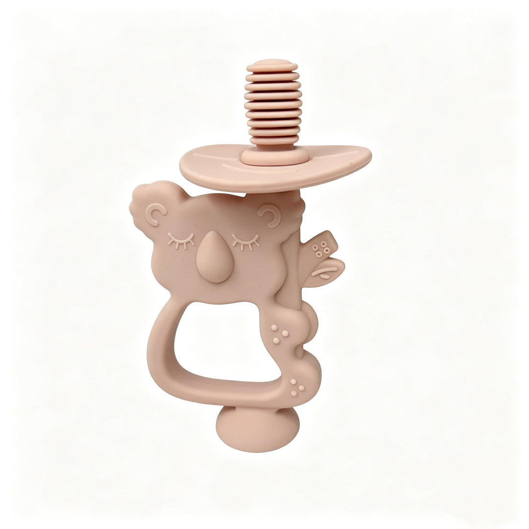 Silicone Koala Teether Pacifier with Ergonomic Handle and Safety Screw Attachment