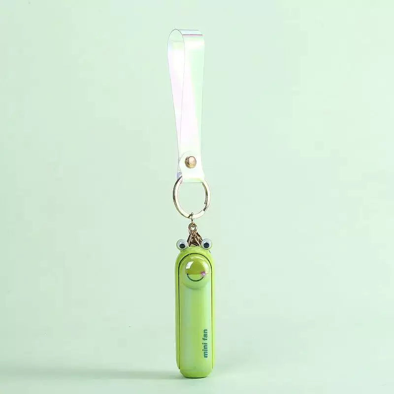 Unisex One Size Rechargeable Keychain Handheld Mini Fan with Wrist Strap and Novel Frog Charm Stornfield