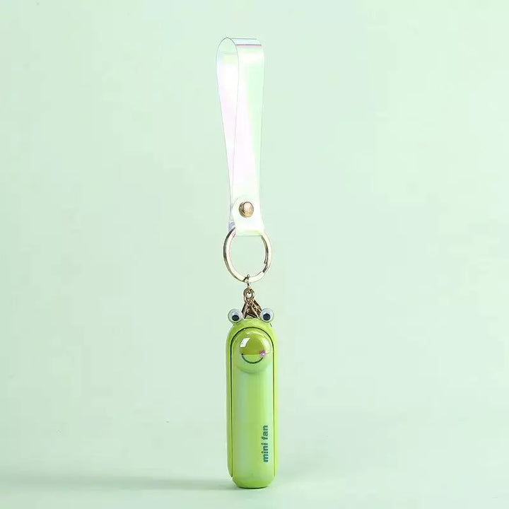 Unisex One Size Rechargeable Keychain Handheld Mini Fan with Wrist Strap and Novel Frog Charm Stornfield