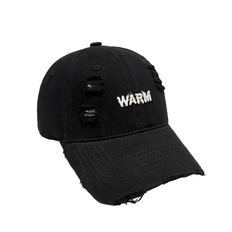 Women's Distressed Cotton Cap with Embroidered Message Stornfield