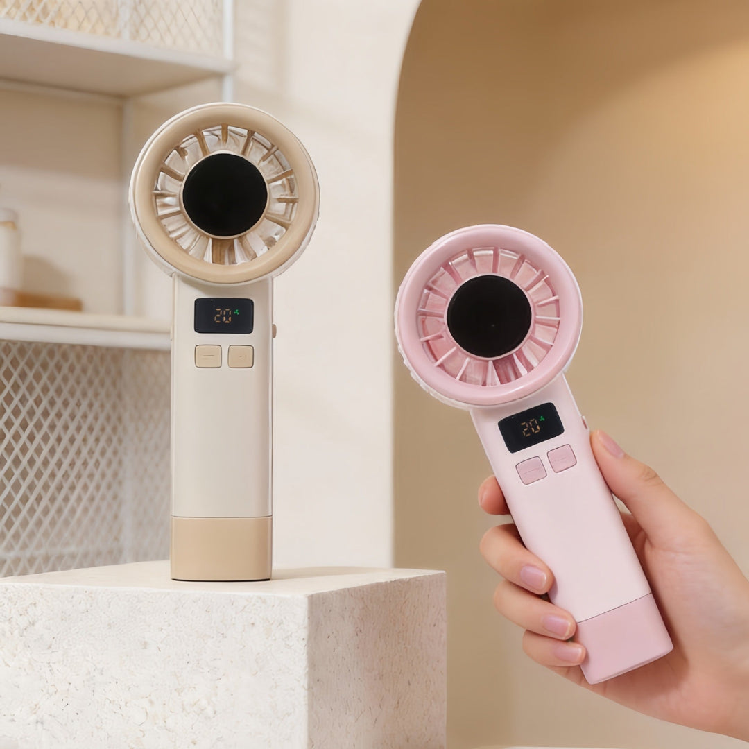 Women Portable Handheld Fan with Digital Temperature Display Stornfield
