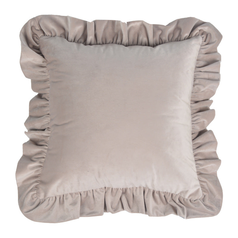 Plush Velvet Ruffled Rectangular Pillow Sham with Hidden Zipper